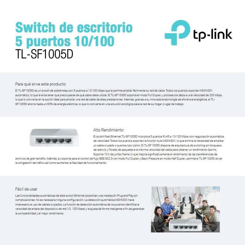 Switch 5 Ports 10/100 Tp-Link (Tl-Sf1005D) — miniatura 3