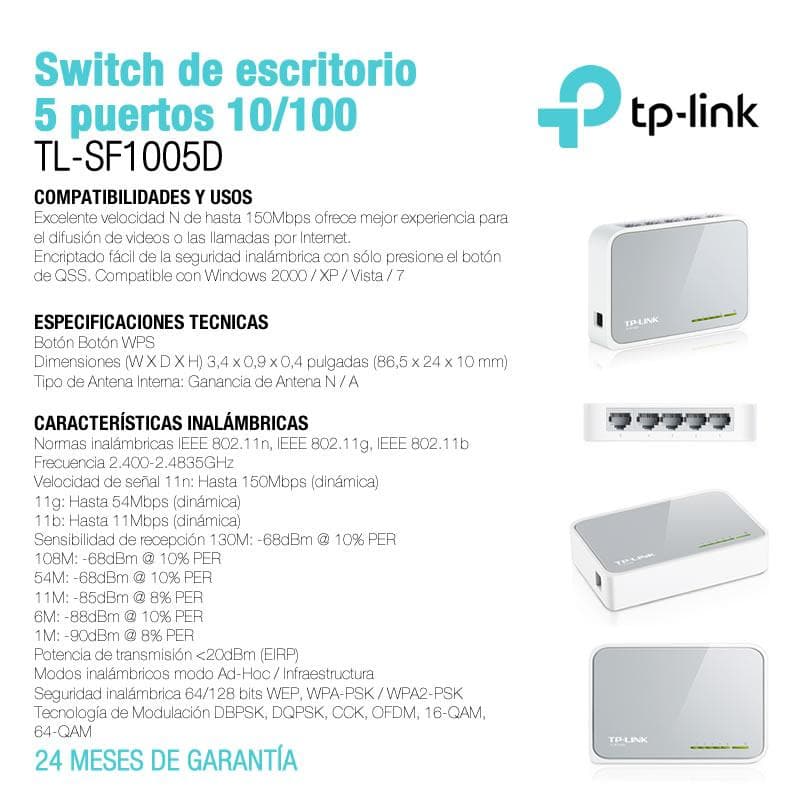 Switch 5 Ports 10/100 Tp-Link (Tl-Sf1005D) — miniatura 4