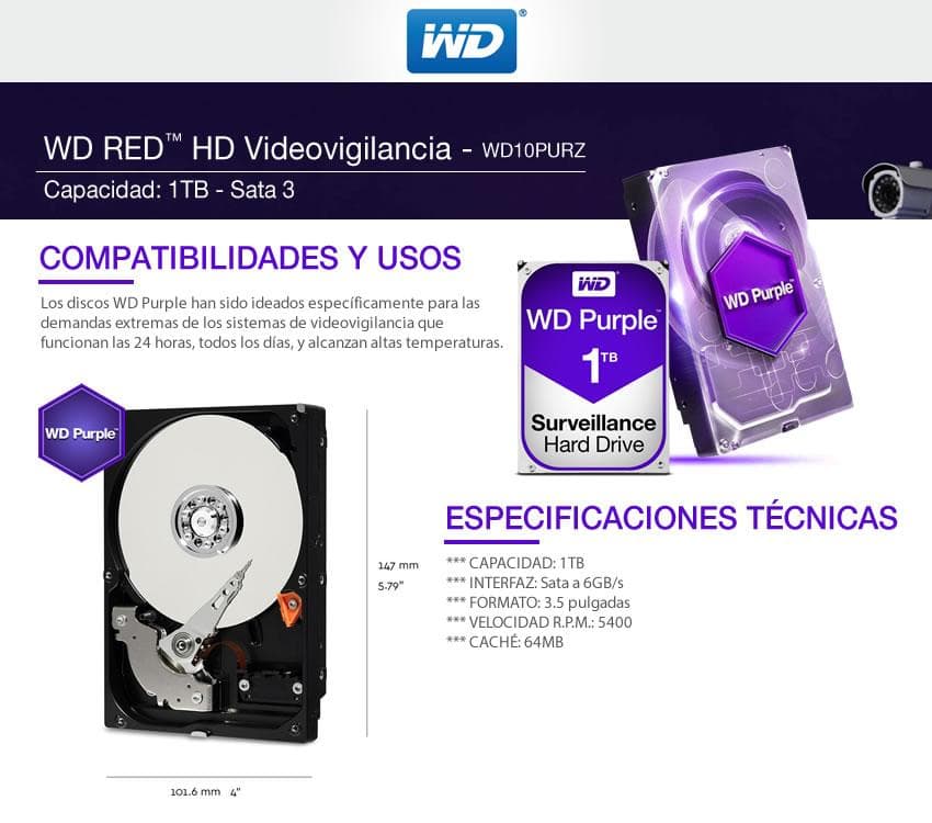 Disco Rigido Videovigilancia 1 Tb Western Digital Purple  — miniatura 2