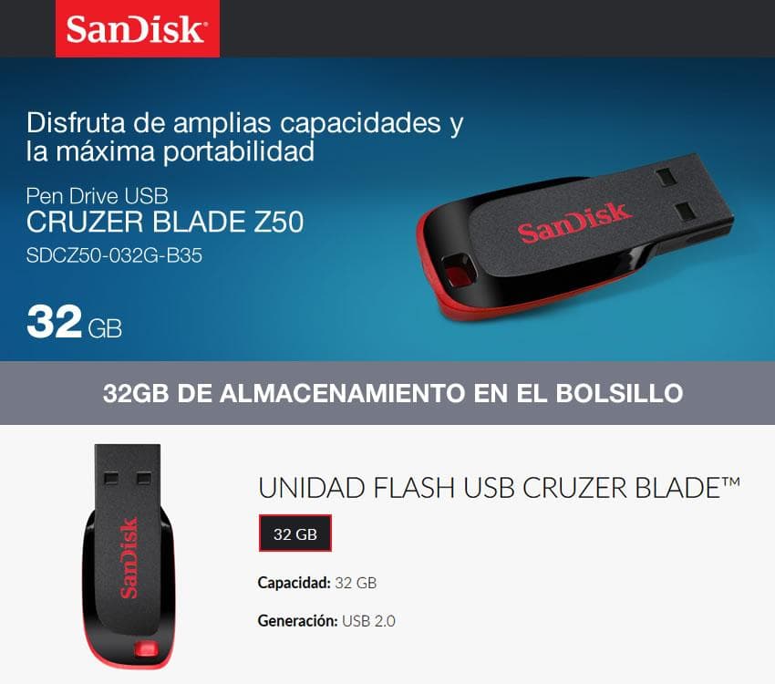 Pendrive Sandisk 32Gb CruzerBlade Z50 — miniatura 2