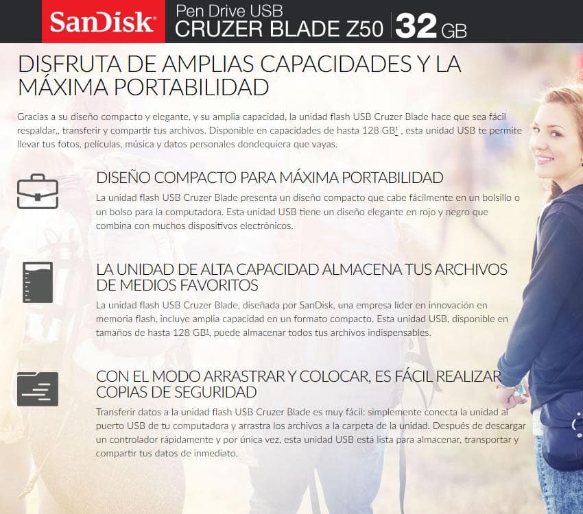 Pendrive Sandisk 32Gb CruzerBlade Z50 — miniatura 3