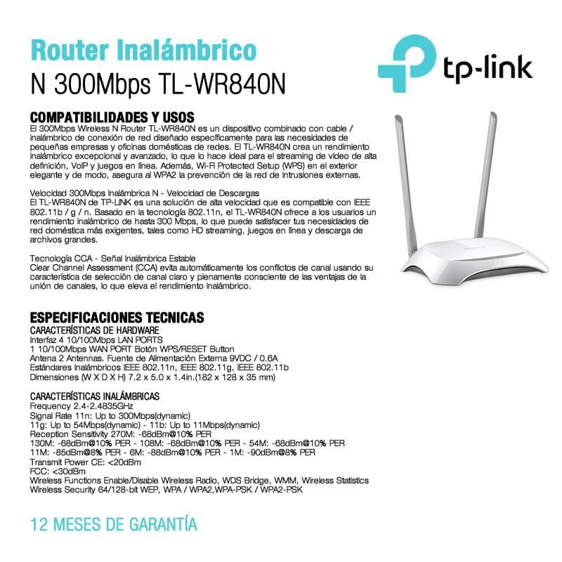 Router Tp-Link (TL-WR840N) 2Ant 300Mbps — miniatura 3