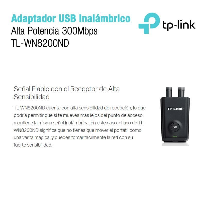 Wireless-N Usb Adapter Tp-Link (TL-WN8200ND) 300 Mbps- — miniatura 5