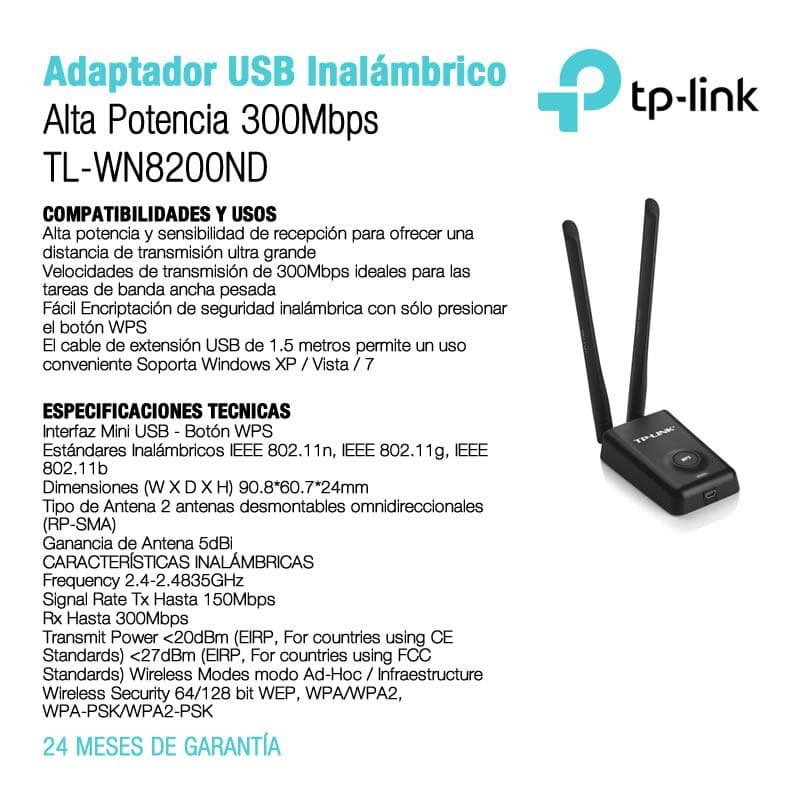 Wireless-N Usb Adapter Tp-Link (TL-WN8200ND) 300 Mbps- — miniatura 6