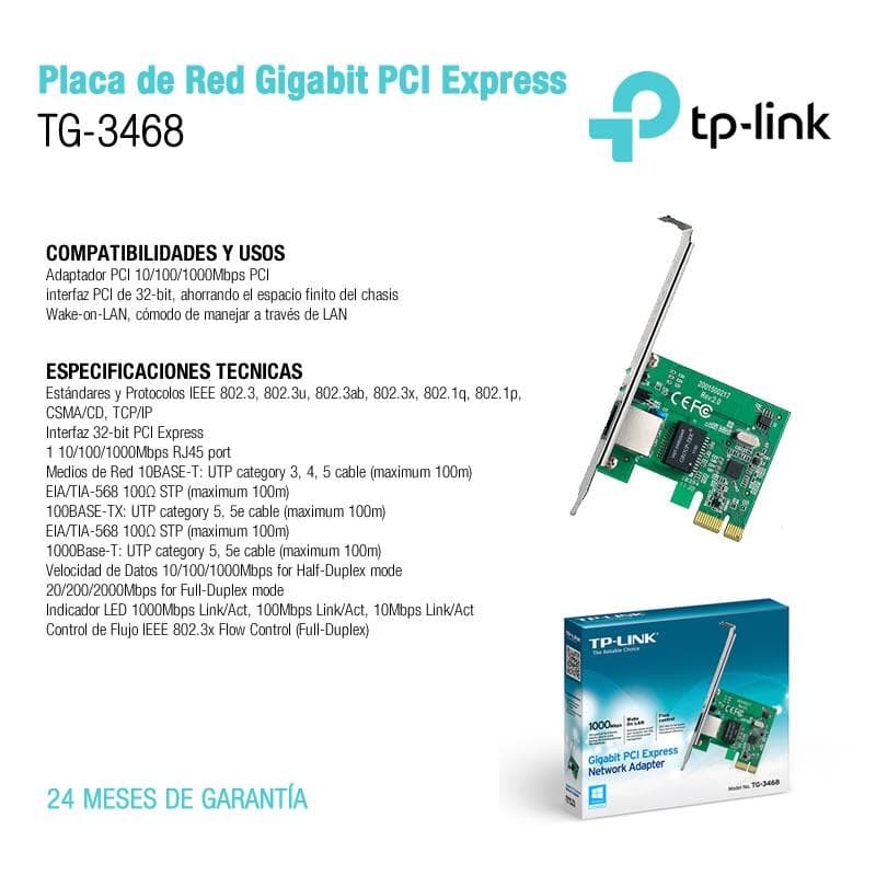 Placa de Red TG-3468 PCIe 10/100/1000Mbps c/Low profile bracket — miniatura 4