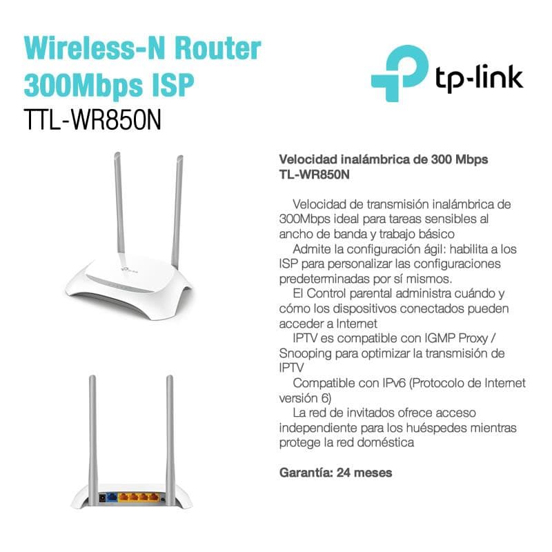 Router Tp-Link (TL-WR850N) 2Ant 300Mbps — miniatura 3