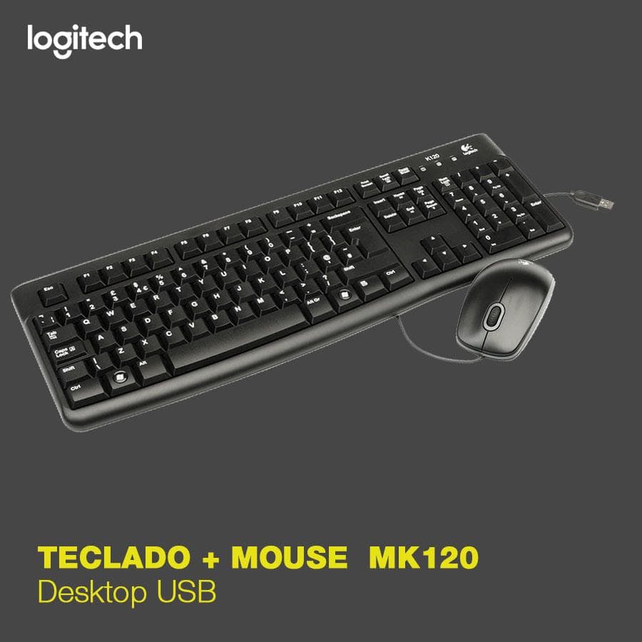 Teclado y Mouse Usb Logitech (MK120) Negro — miniatura 2