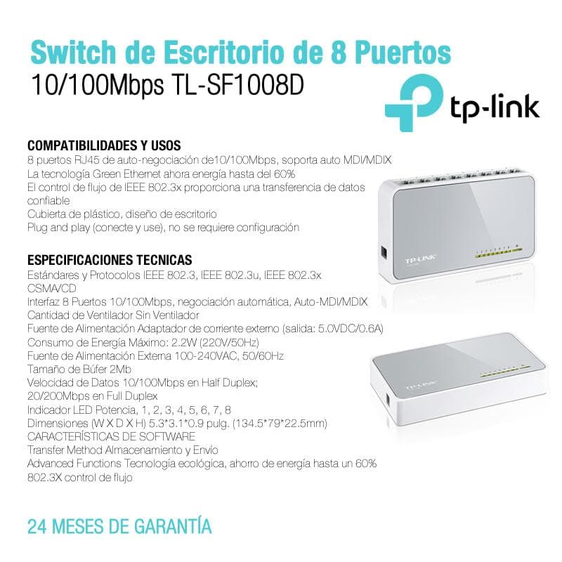 Switch Tp-Link 8P (TL-SF1008D) 10/100 — miniatura 4