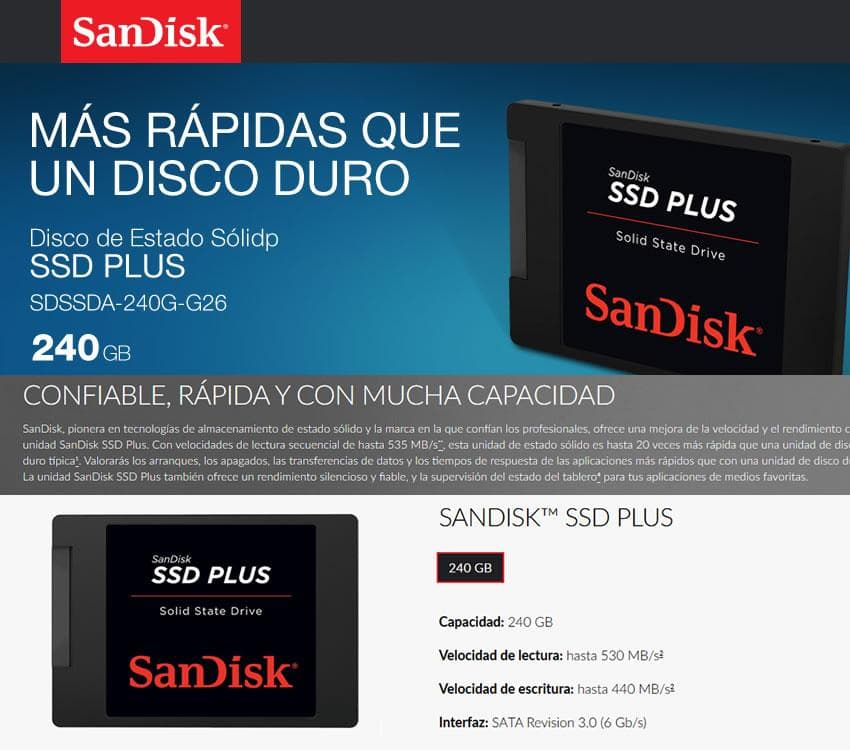Disco Solido Ssd 240 Gb SanDisk Ssd Plus G26 — miniatura 2