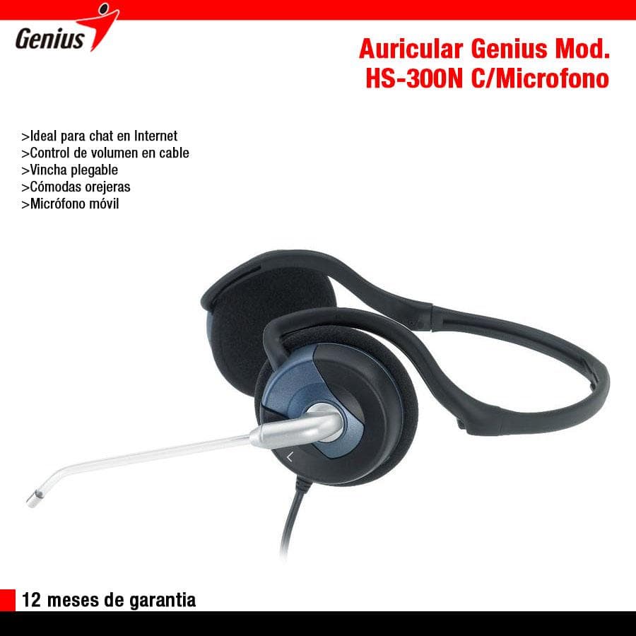 Auricular Genius (HS-300N) c/mic Negro  — miniatura 3