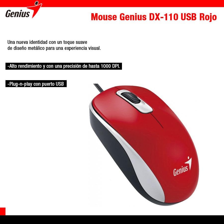 Mouse Genius DX-110 USB Rojo — miniatura 3