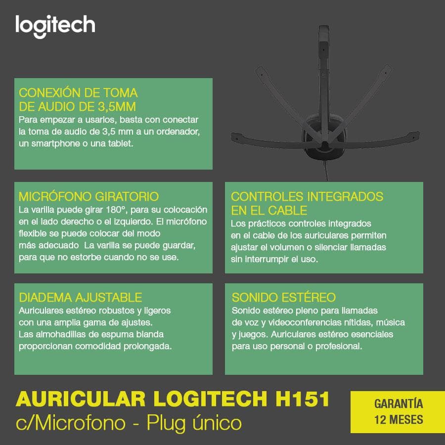 Auricular Logitech (H151) c/Microfono 3.5mm — miniatura 2