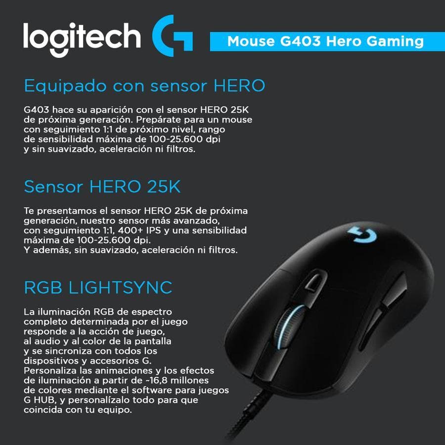 Mouse Logitech G403 Hero Gaming — miniatura 2