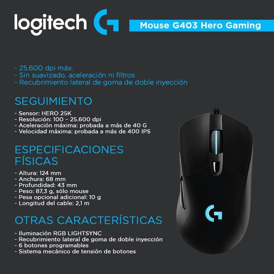 Mouse Logitech G403 Hero Gaming — miniatura 3
