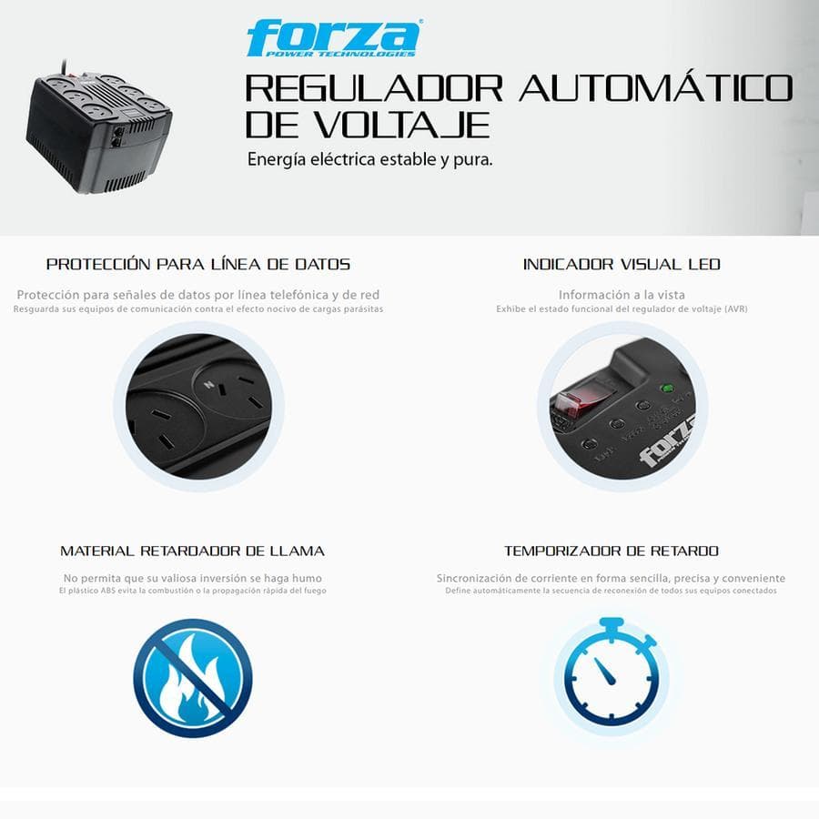 Estabilizador Forza FVR-2202A 2200va/1100w — miniatura 2
