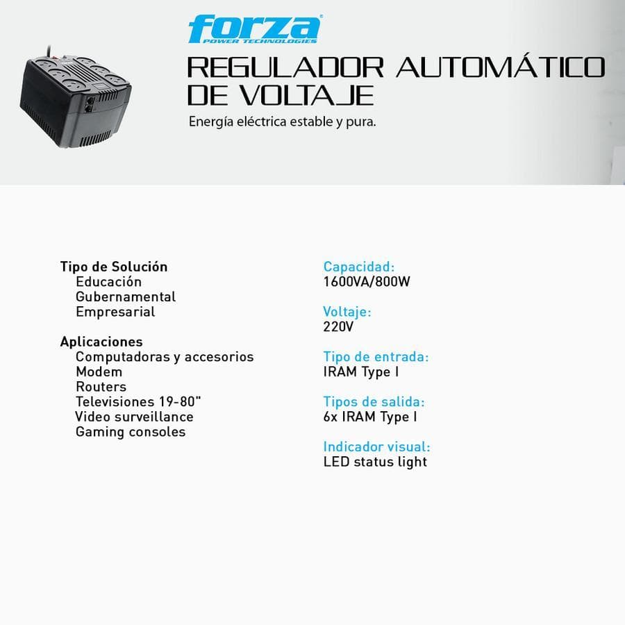 Estabilizador Forza FVR-2202A 2200va/1100w — miniatura 3