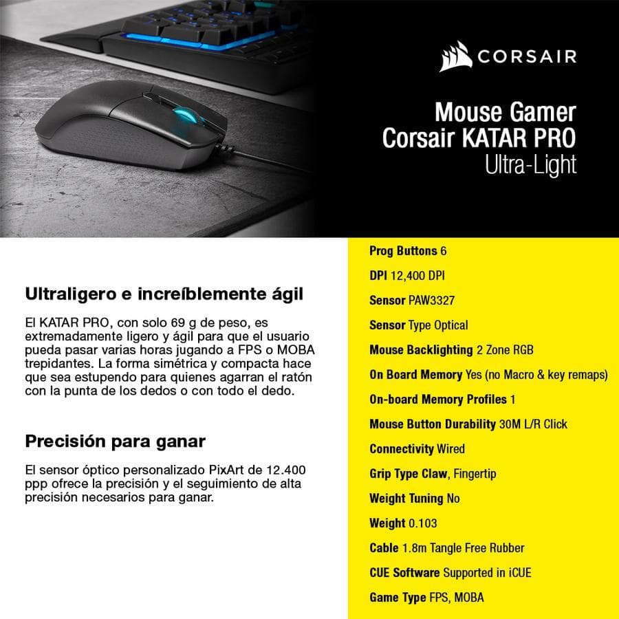 Mouse Gamer Corsair KATAR PRO Ultra-Light — miniatura 2