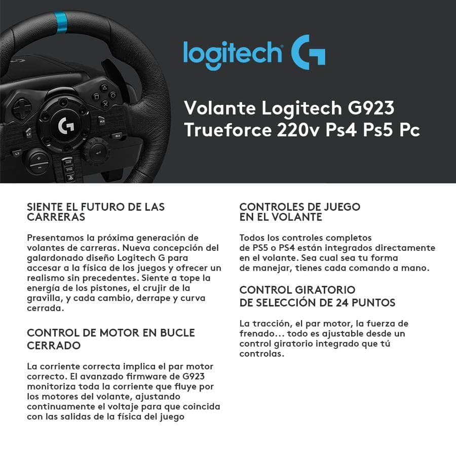 Volante Logitech G923 Trueforce 220v Ps4 Ps5 Pc — miniatura 2