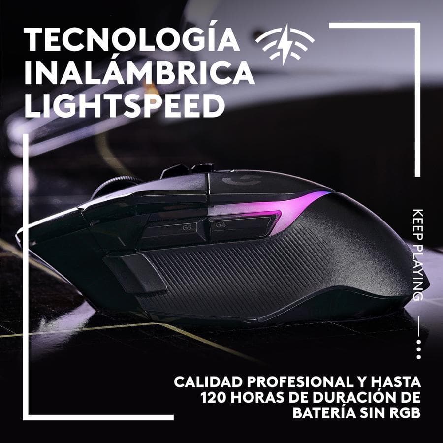 Mouse Gamer inalámbrico Logitech G502 X PLUS Negro LIGHTSPEED RGB para juegos — miniatura 3