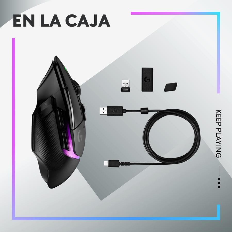 Mouse Gamer inalámbrico Logitech G502 X PLUS Negro LIGHTSPEED RGB para juegos — miniatura 9