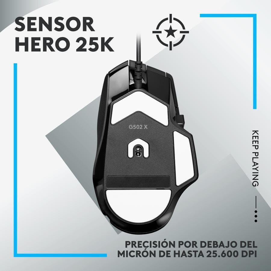 Mouse Gamer Logitech G502 X, Switches Lightforce / Hero 25k negro — miniatura 7