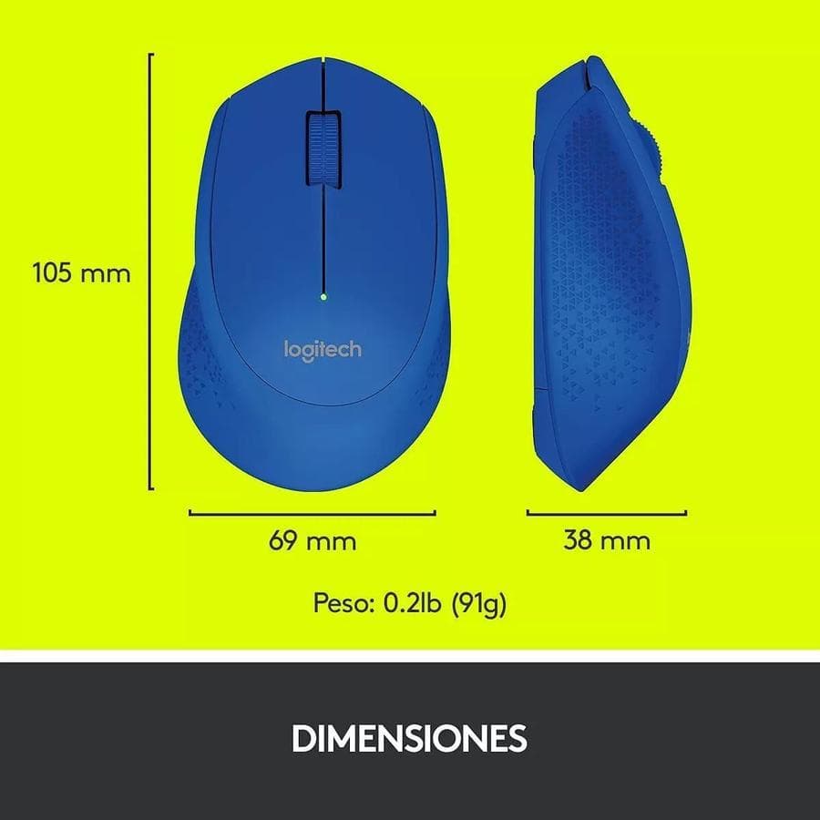 Mouse Inalámbrico Cómodo Diseño Curvo - Logitech M280, Azul — miniatura 2