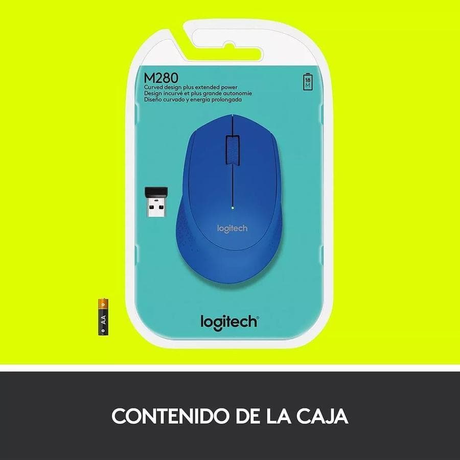 Mouse Inalámbrico Cómodo Diseño Curvo - Logitech M280, Azul — miniatura 3