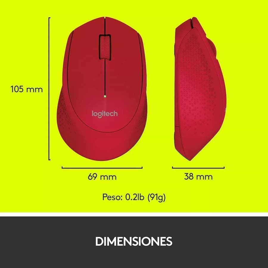 Mouse Inalámbrico Cómodo Diseño Curvo - Logitech M280, Rojo — miniatura 4
