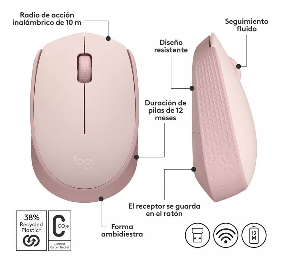 Mouse Inalámbrico Logitech (M170) Rosa — miniatura 5