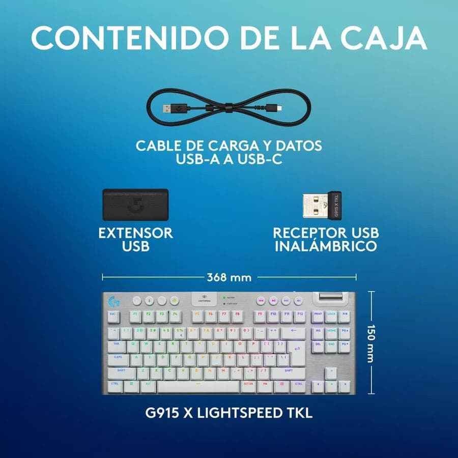Teclado Gamer Inalámbrico Logitech G915X Tkl Blanco — miniatura 4