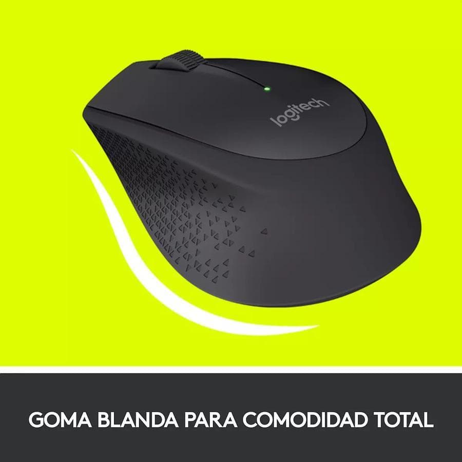 Mouse Inalámbrico Cómodo Diseño Curvo - Logitech M280, Negro — miniatura 3