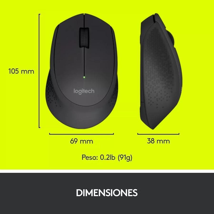 Mouse Inalámbrico Cómodo Diseño Curvo - Logitech M280, Negro — miniatura 7