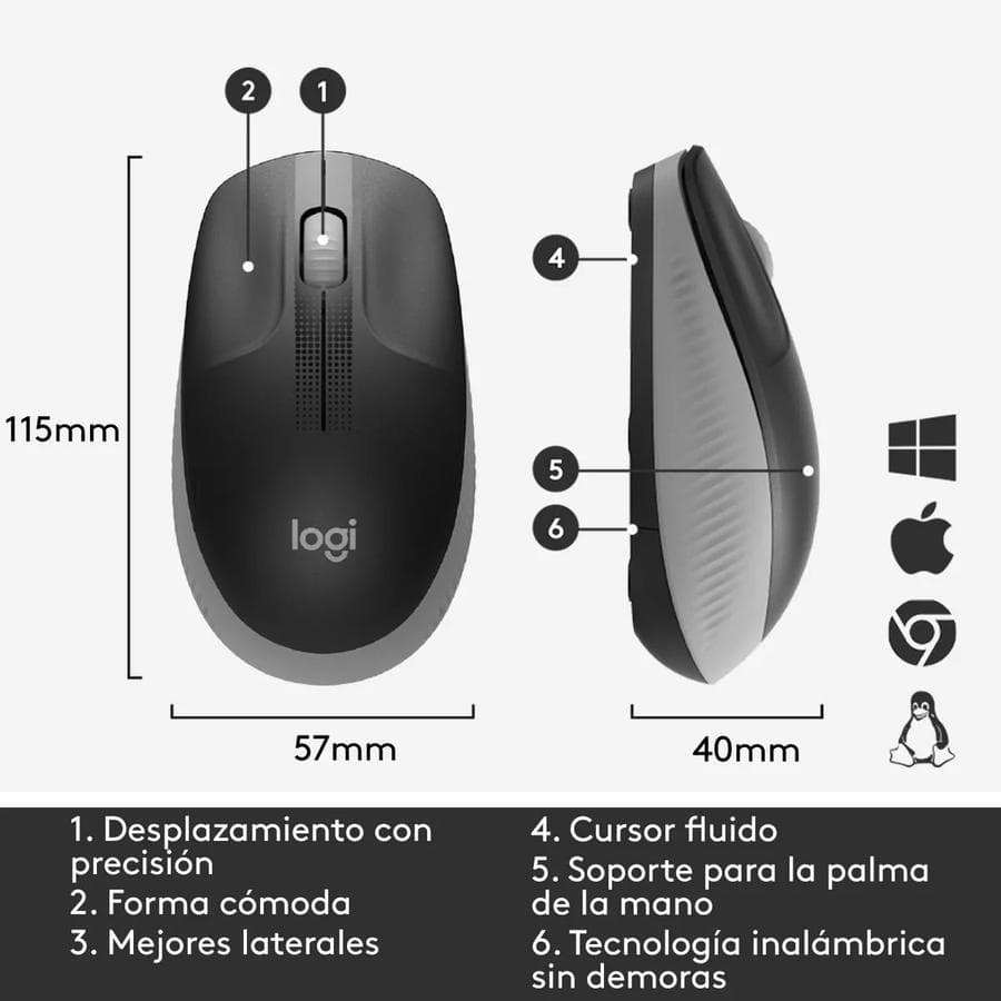 Mouse Logitech Wireless M190 Black / Grey — miniatura 4