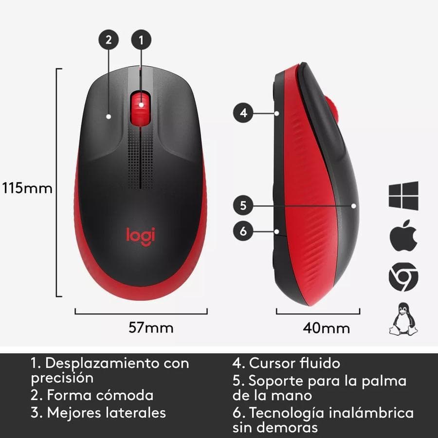 Mouse Logitech Wireless M190 Red — miniatura 3