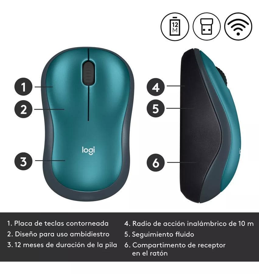 Mouse Logitech Wireless Azul M185  — miniatura 7