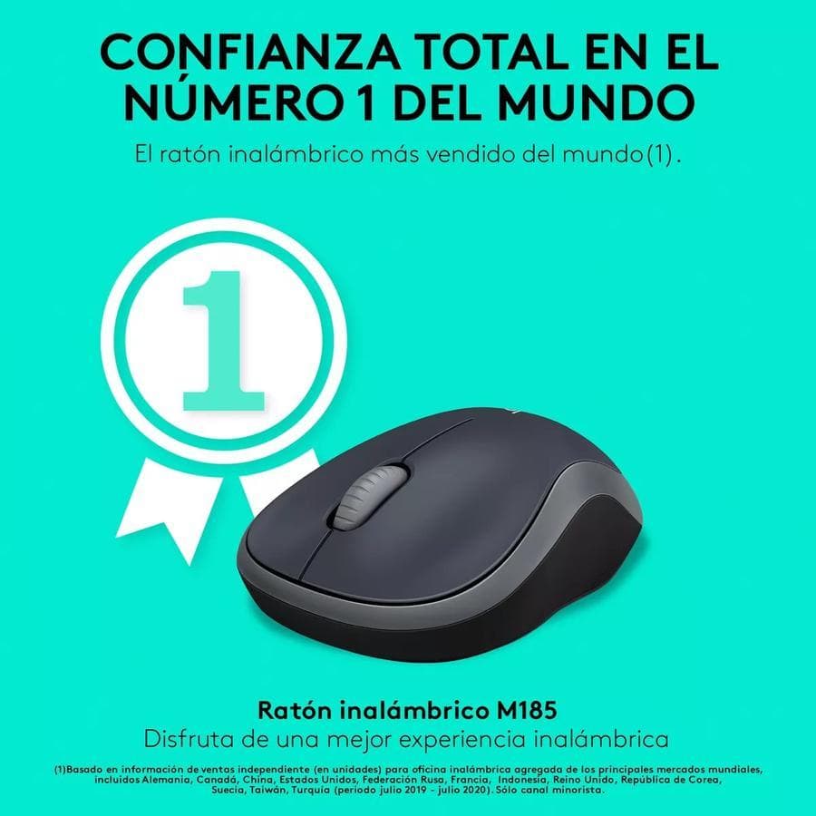 Mouse Inalámbrico Logitech M185, Win Mac Chrome Linux Gris — miniatura 5