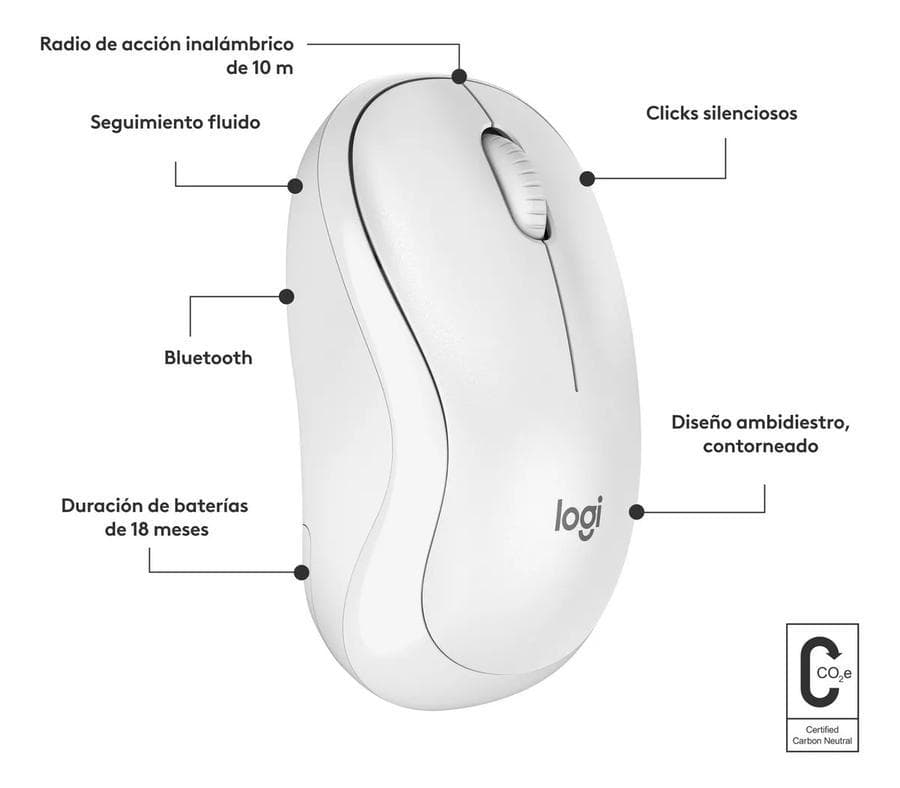Mouse Bluetooth Logitech Silent (M240) Blanco — miniatura 5