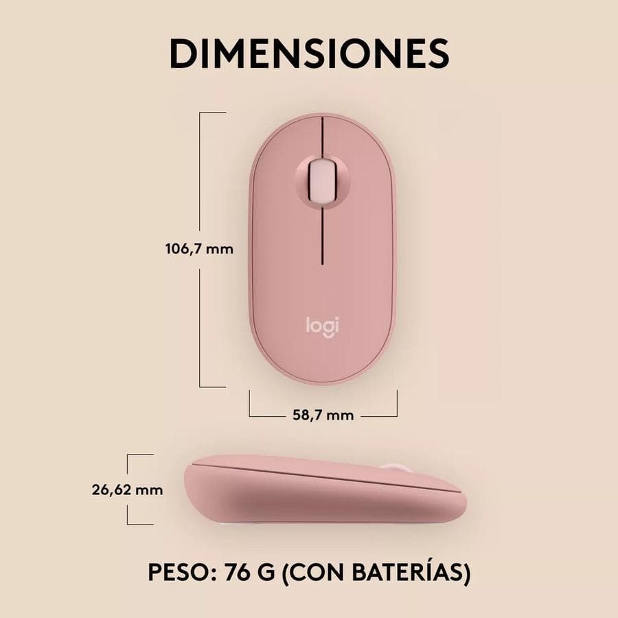 Mouse Logitech Pebble 2 M350S, Bluetooth Multidispositivo Rosa — miniatura 7