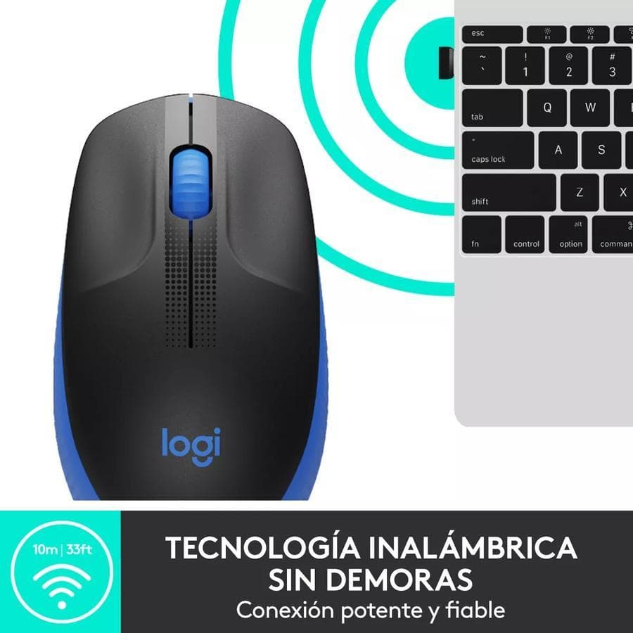 Mouse Inalámbrico Full-Size Logitech M190, Negro / Azul — miniatura 6