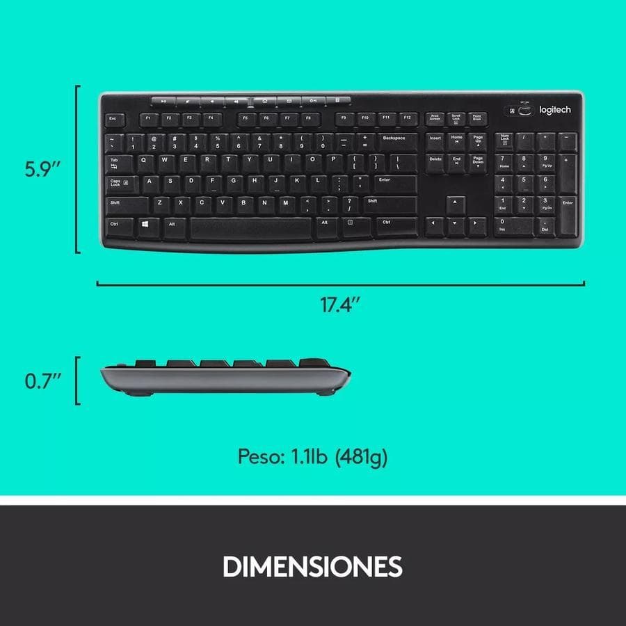 Teclado y Mouse Inalámbrico Logitech (MK270) Negro  — miniatura 5