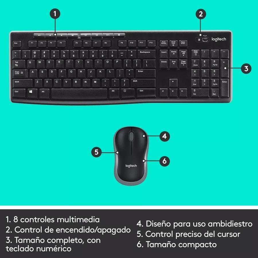 Teclado y Mouse Inalámbrico Logitech (MK270) Negro  — miniatura 6
