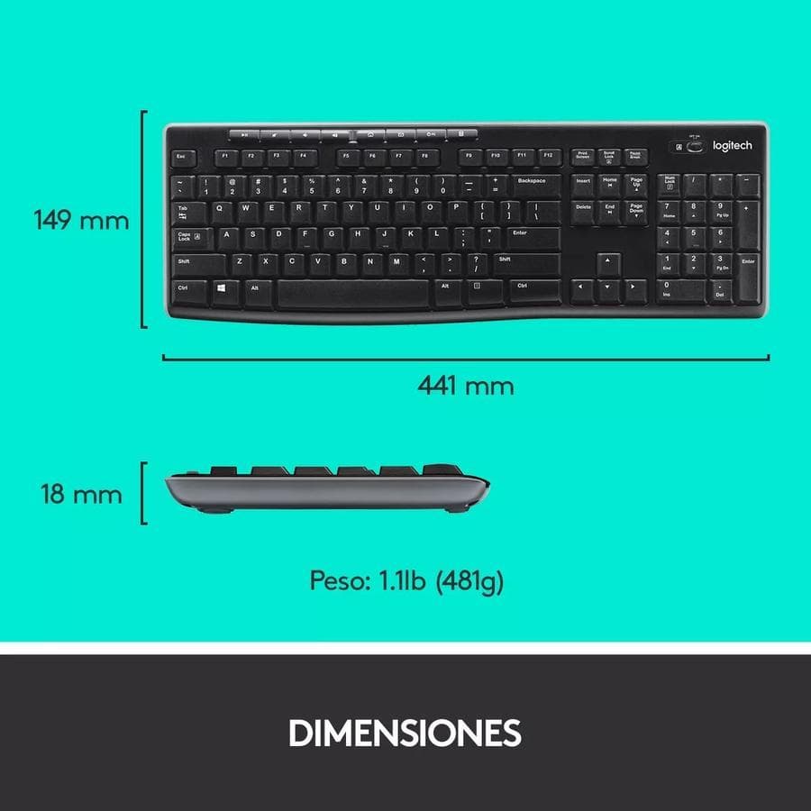 Teclado y Mouse Inalámbrico Logitech (MK270) Negro  — miniatura 7