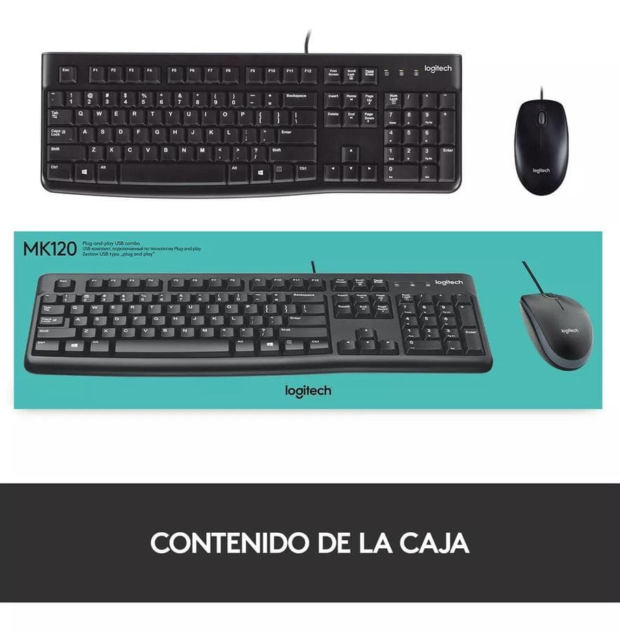 Teclado y Mouse Usb Logitech (MK120) Negro — miniatura 5