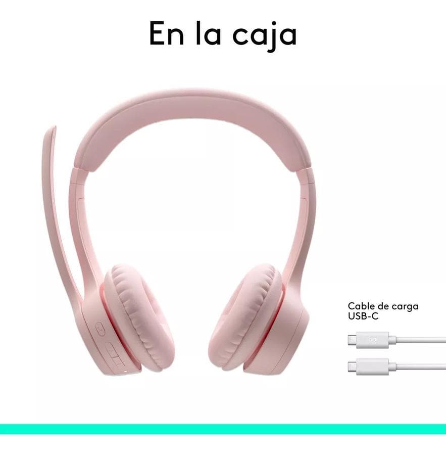 Auricular Inalámbricos Logitech Zone 300 Con Micrófono Rosa — miniatura 4