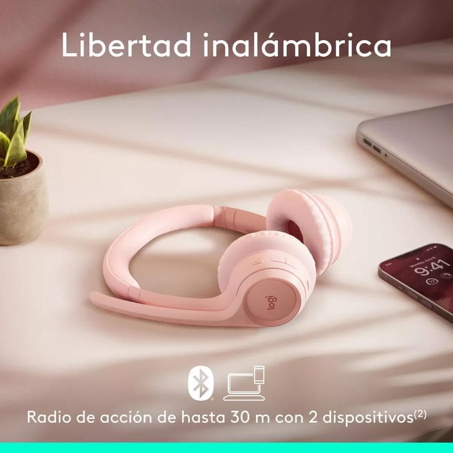 Auricular Inalámbricos Logitech Zone 300 Con Micrófono Rosa — miniatura 6