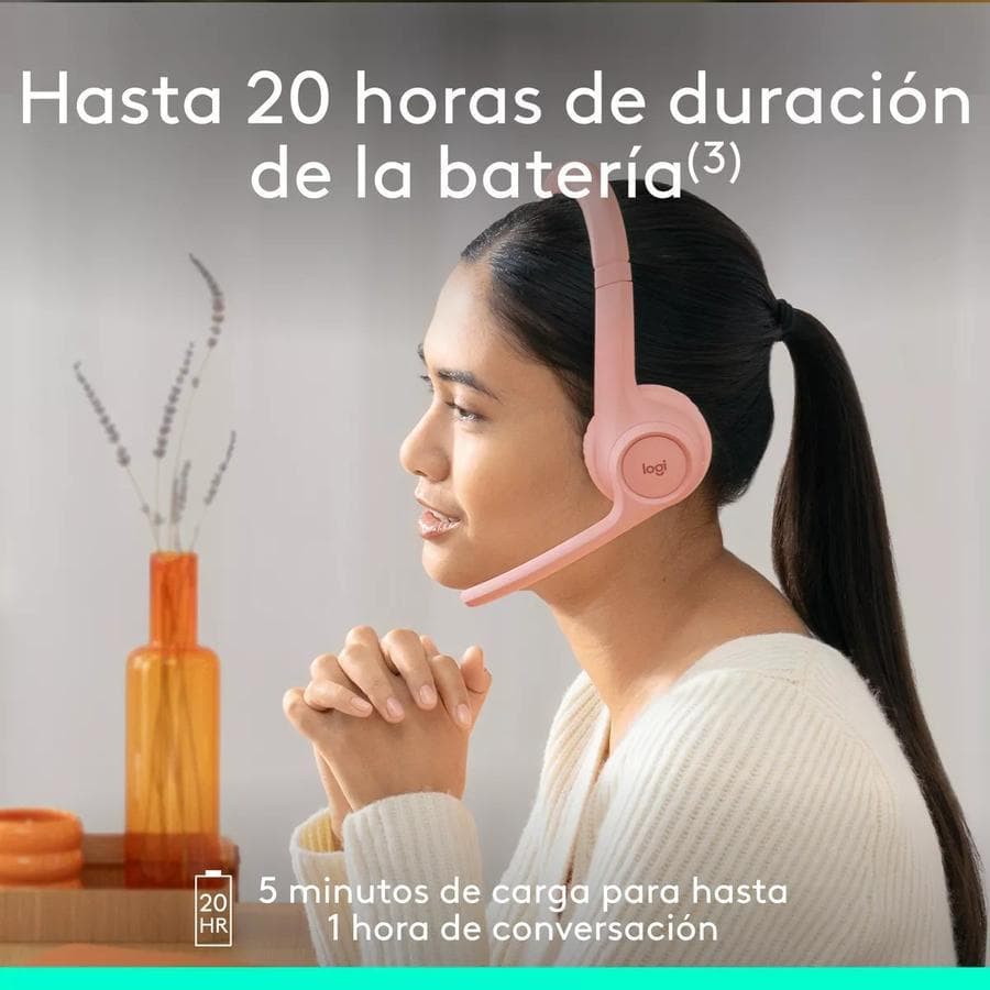 Auricular Inalámbricos Logitech Zone 300 Con Micrófono Rosa — miniatura 7