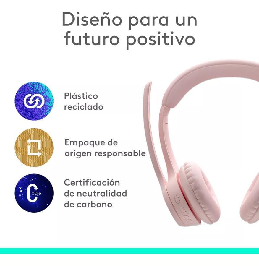 Auricular Inalámbricos Logitech Zone 300 Con Micrófono Rosa — miniatura 9