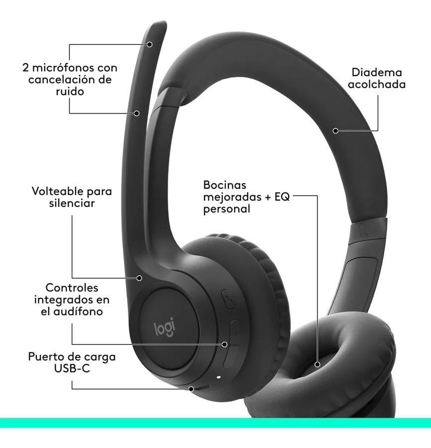 Auricular Inalámbrico Logitech Zone 300 Con Micrófono Negro — miniatura 8