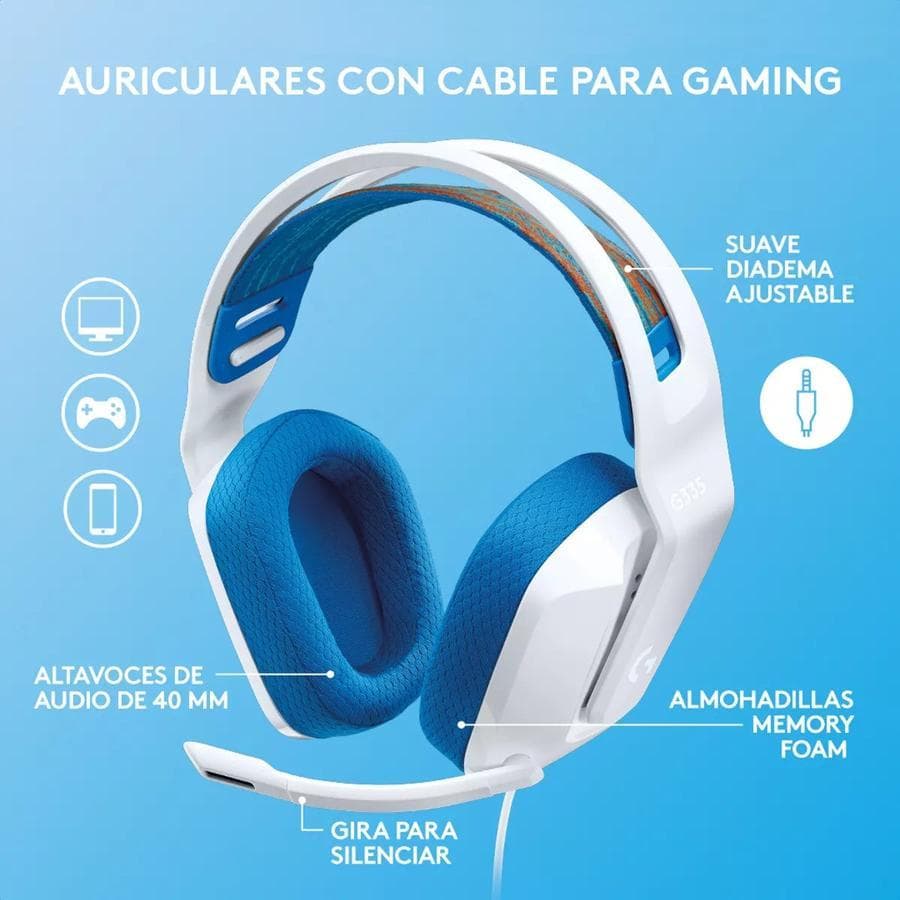 Auricular Gaming Logitech (G335) Blanco — miniatura 2