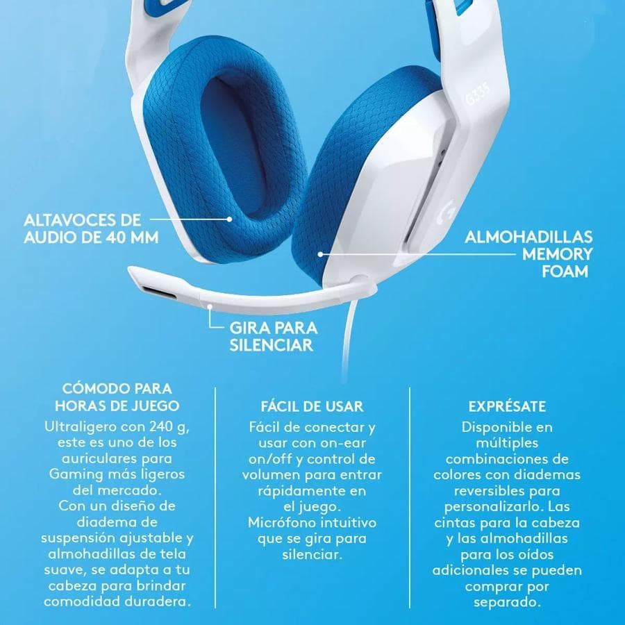 Auricular Gaming Logitech (G335) Blanco — miniatura 7